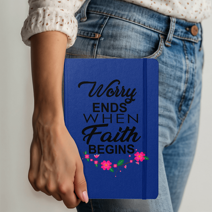 Worry Ends When Faith Begins Bound Journal – Gift for Her
