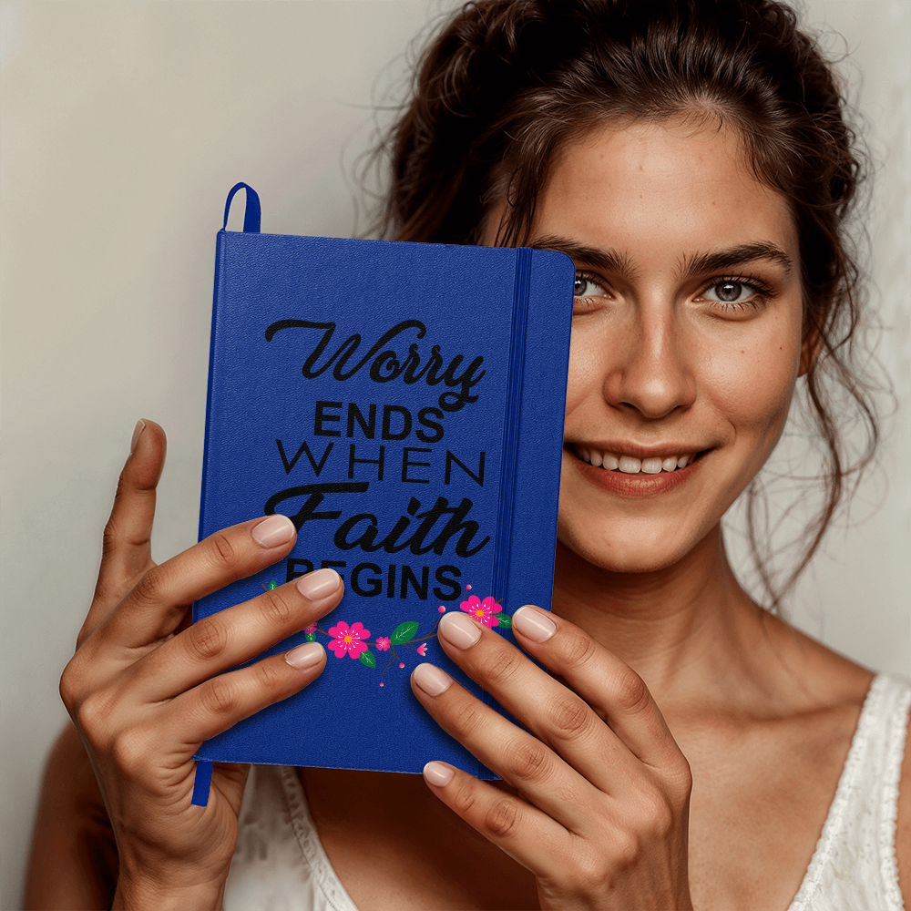 Worry Ends When Faith Begins Bound Journal – Gift for Her