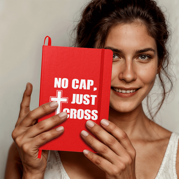 No Cap, Just Cross (White) Ambassador Bound Journal – Gift for Her - Gift for Him