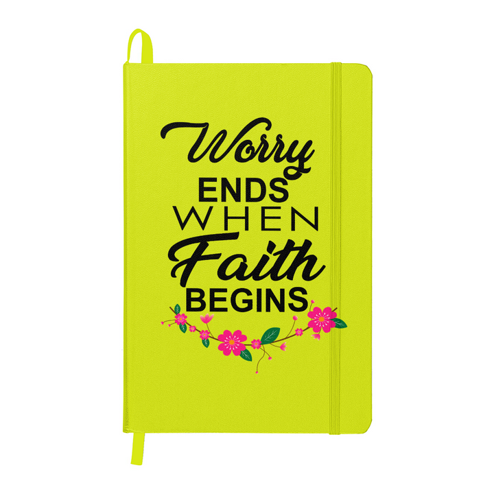 Worry Ends When Faith Begins Bound Journal – Gift for Her