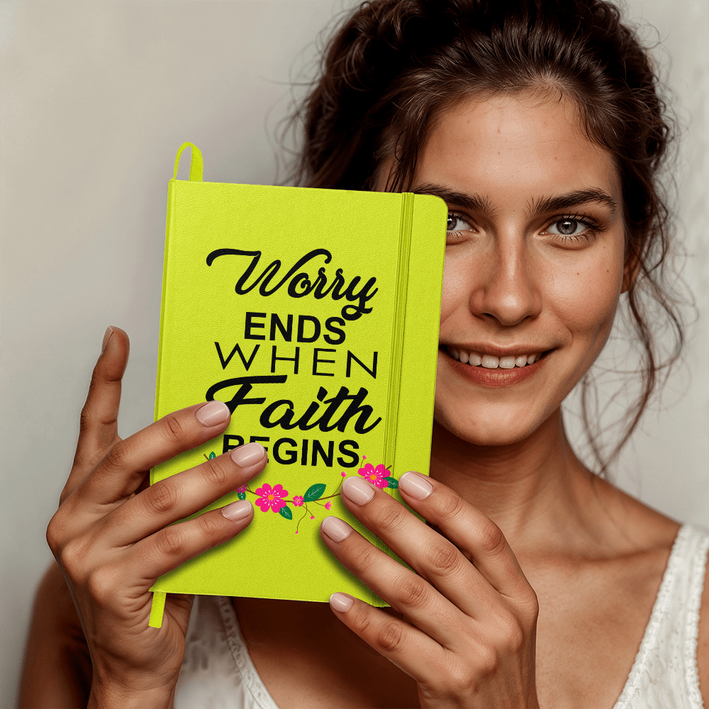 Worry Ends When Faith Begins Bound Journal – Gift for Her