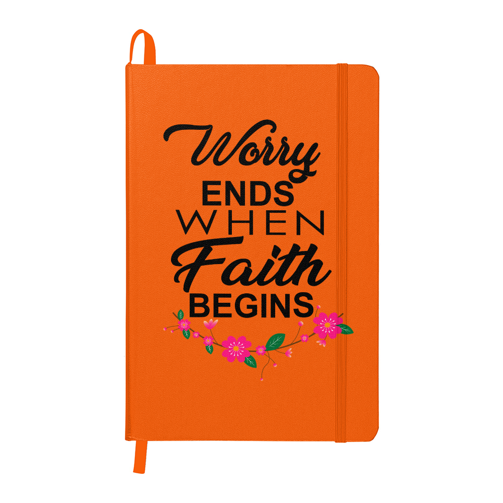 Worry Ends When Faith Begins Bound Journal – Gift for Her