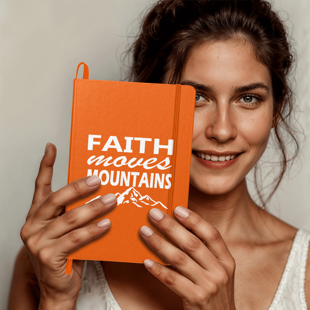 Faith Moves Mountains (White) - Ambassador Bound Journal - Gift for Her - Gift for Him