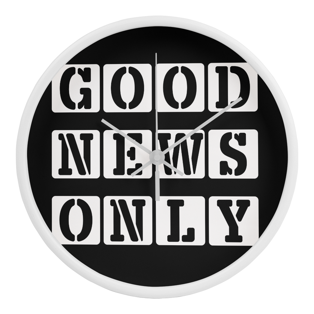 Good News Only (White) - Wooden Frame 10" Clock - Gift for Her - Gift for Him