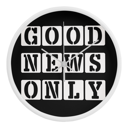 Good News Only (White) - Wooden Frame 10" Clock - Gift for Her - Gift for Him