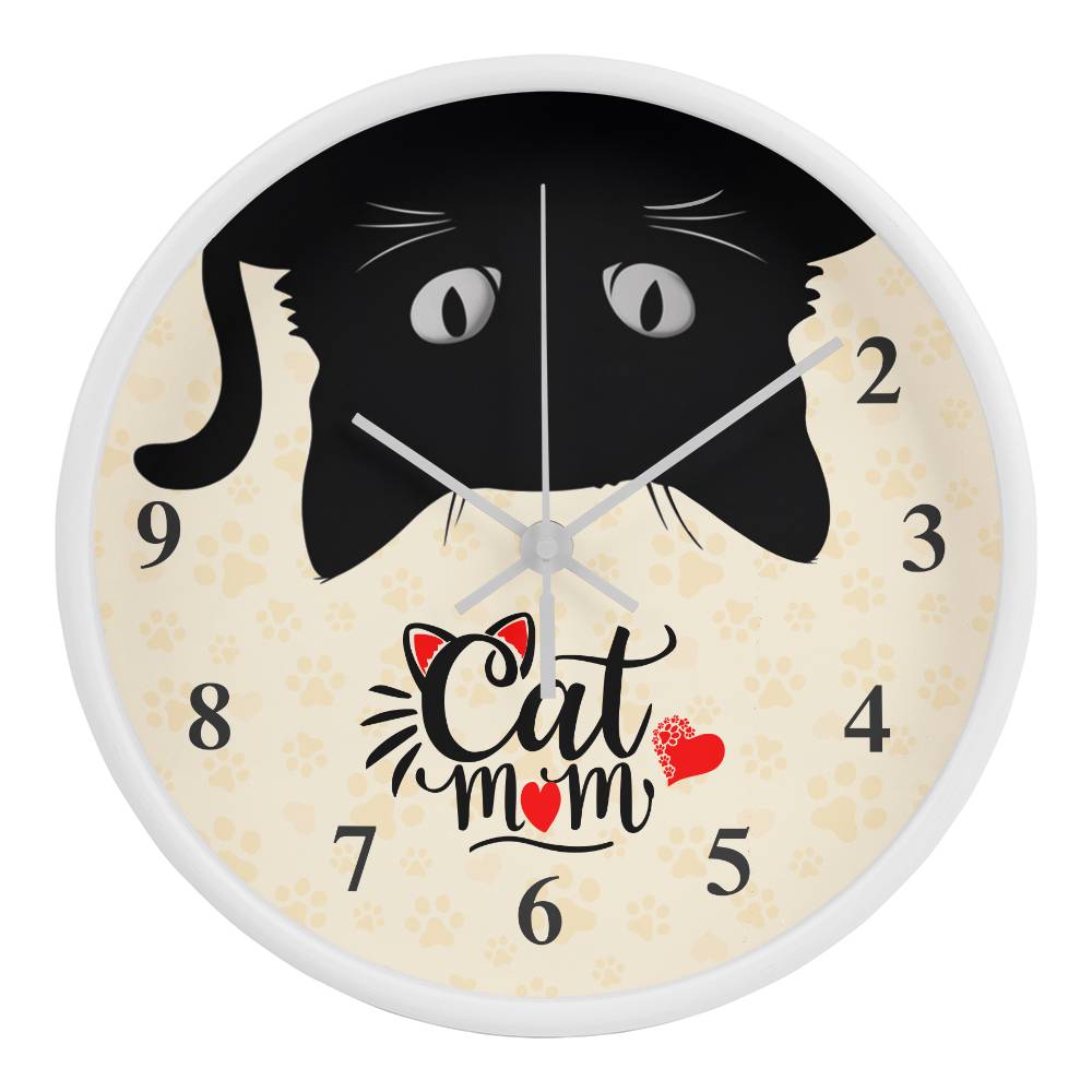 Cat Mom - Wooden Frame 10" Clock - Gift for Mom