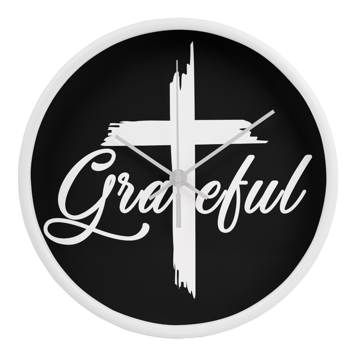 Grateful Wood Frame 10” Clock – Gift for Her - Gift for Him
