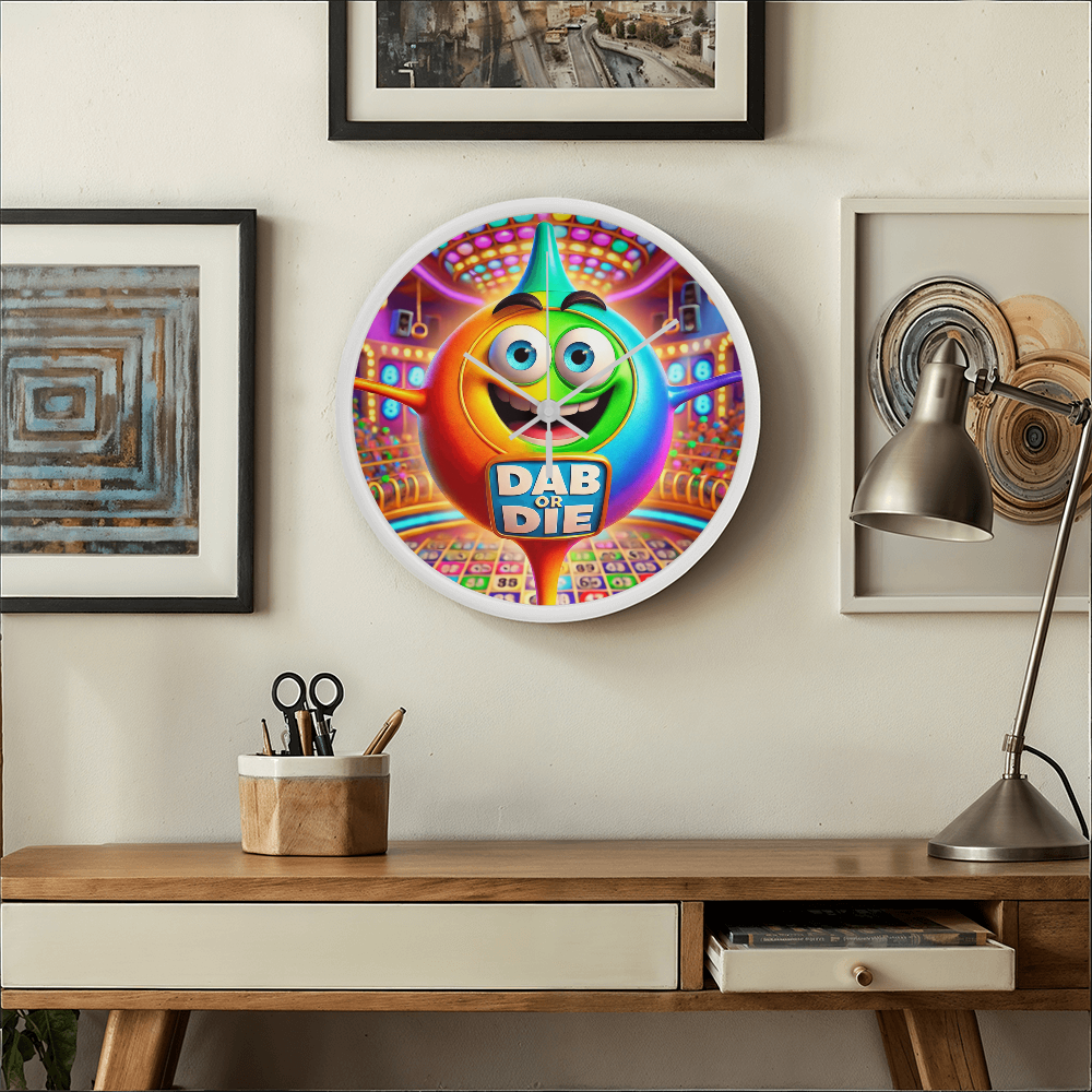 Dab Or Die 02 - Wood Frame 10” Clock - Gift for Her - Gift for Him