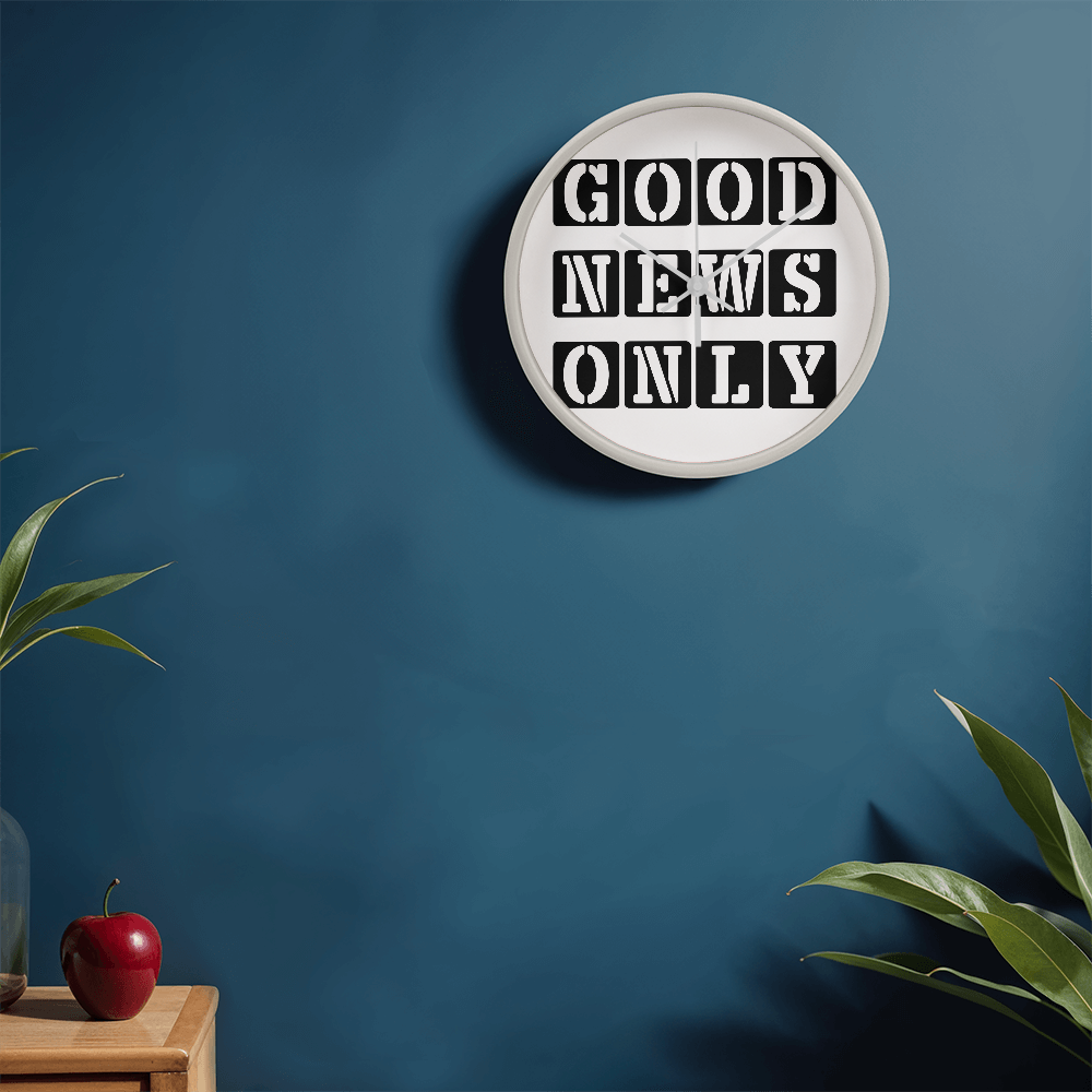 Good News Only (Black) Wooden Frame 10" Clock – Gift for Her - Gift for Him