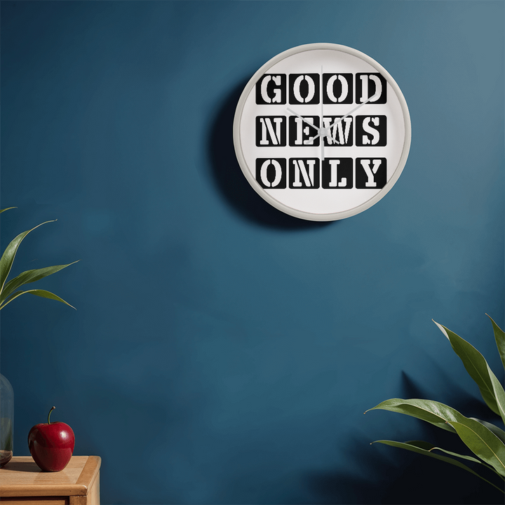 Good News Only (Black) Wooden Frame 10" Clock – Gift for Her - Gift for Him