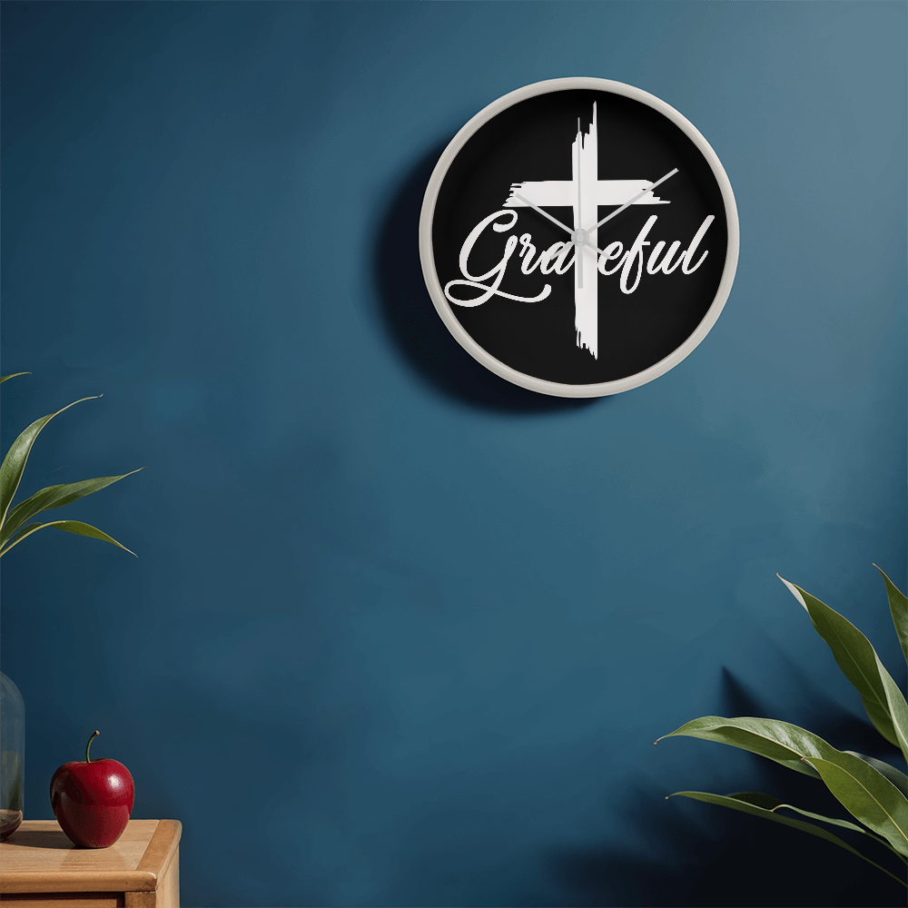 Grateful Wood Frame 10” Clock – Gift for Her - Gift for Him