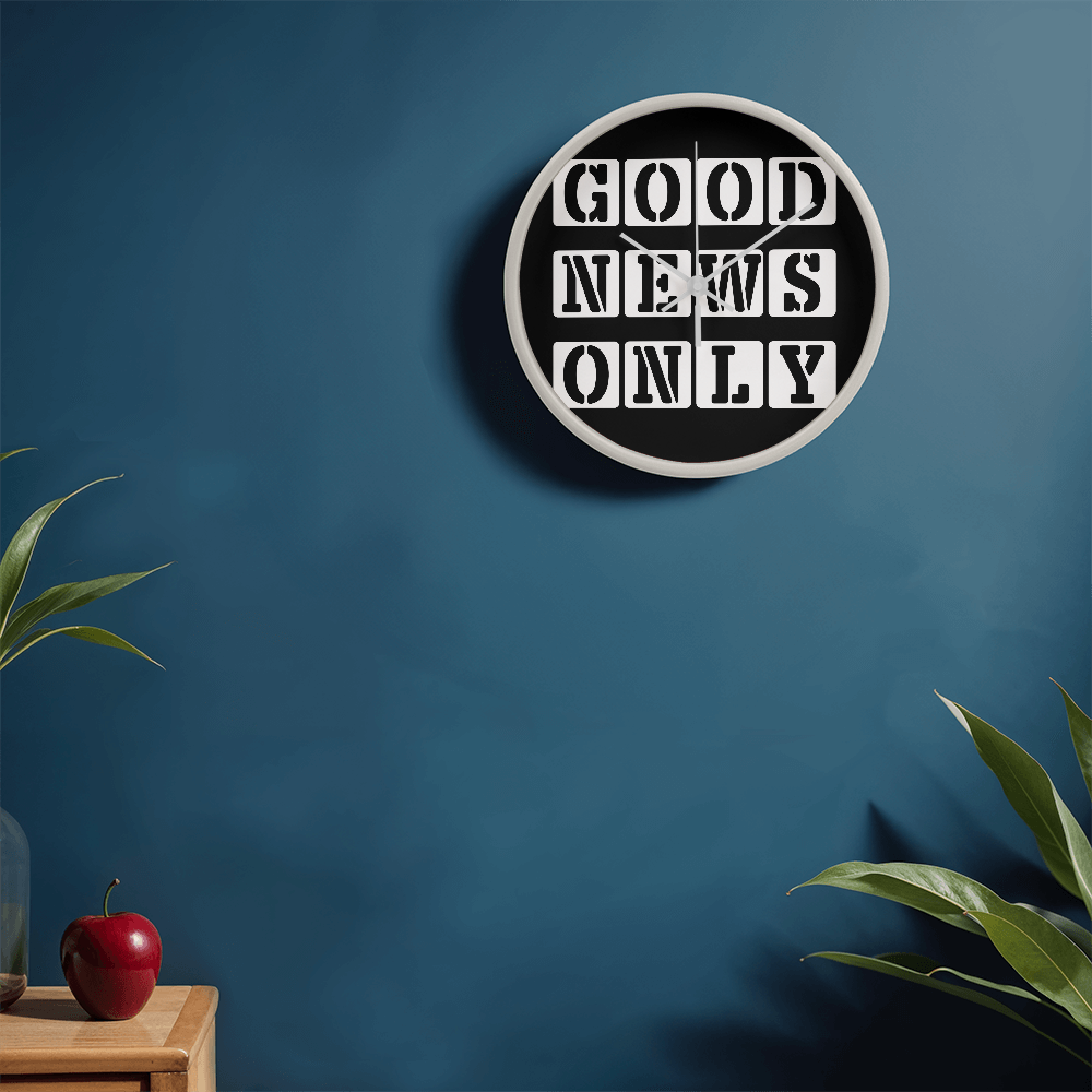 Good News Only (White) - Wooden Frame 10" Clock - Gift for Her - Gift for Him