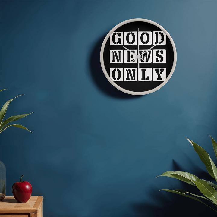 Good News Only (White) Wooden Frame 10" Clock – Gift for Her - Gift for Him