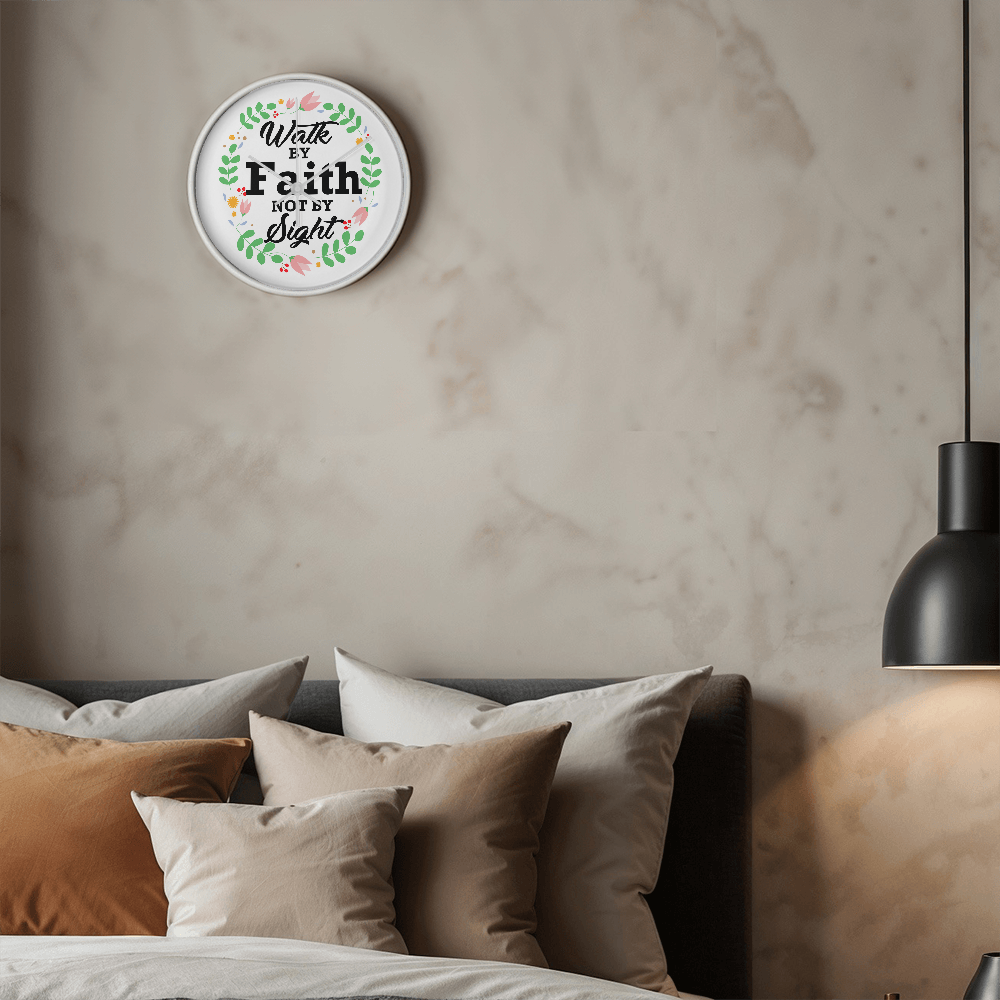 Walk By Faith Not By Sight Wood Frame Clock – Gift for Her - Gift for Him