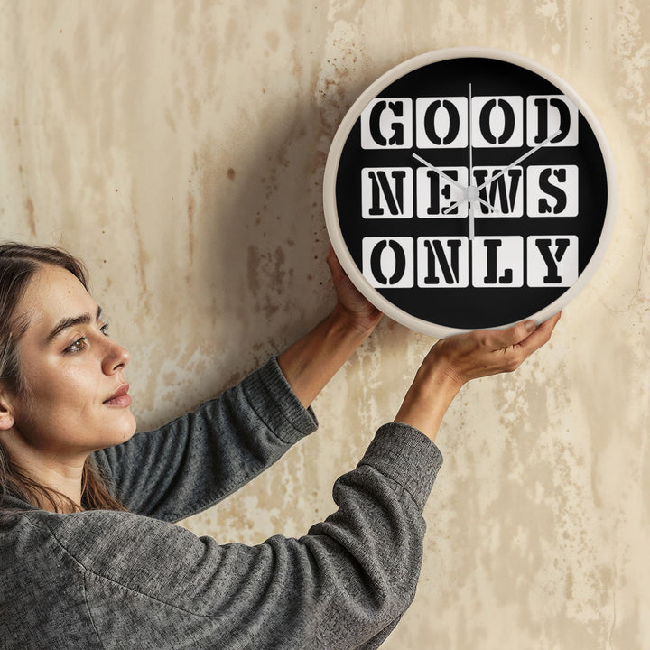 Good News Only (White) Wooden Frame 10" Clock – Gift for Her - Gift for Him