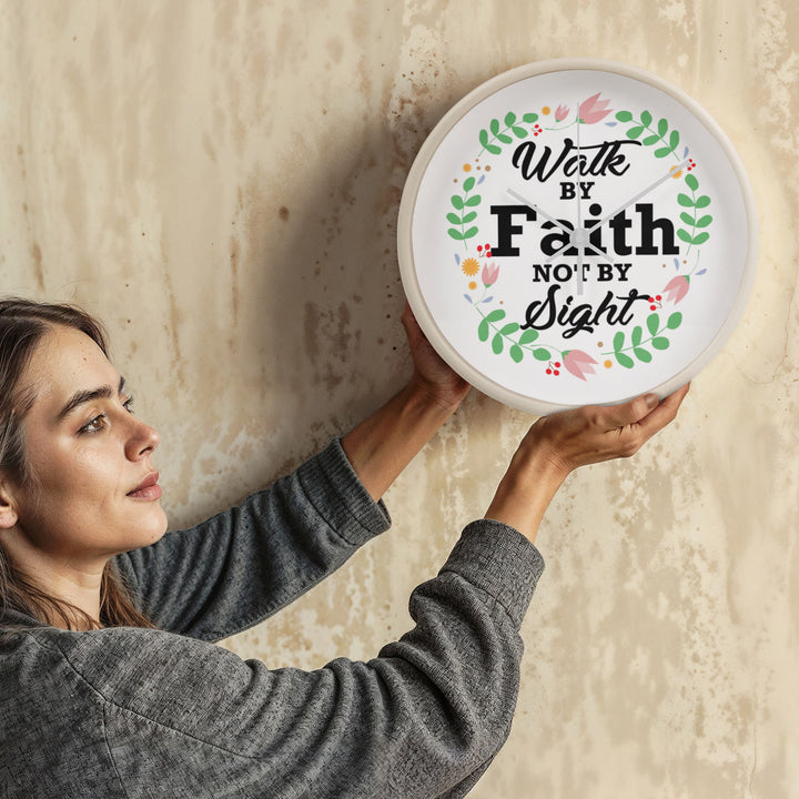 Walk By Faith Not By Sight Wood Frame Clock – Gift for Her - Gift for Him