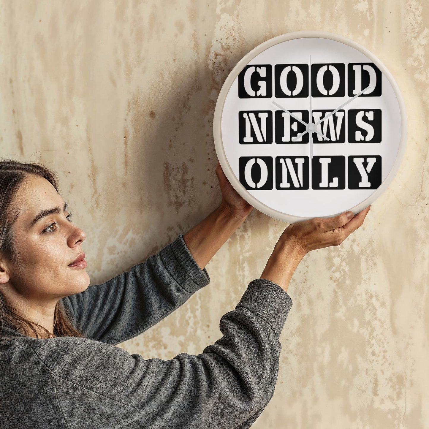 Good News Only (Black) - Wooden Frame 10" Clock - Gift for Her - Gift for Him