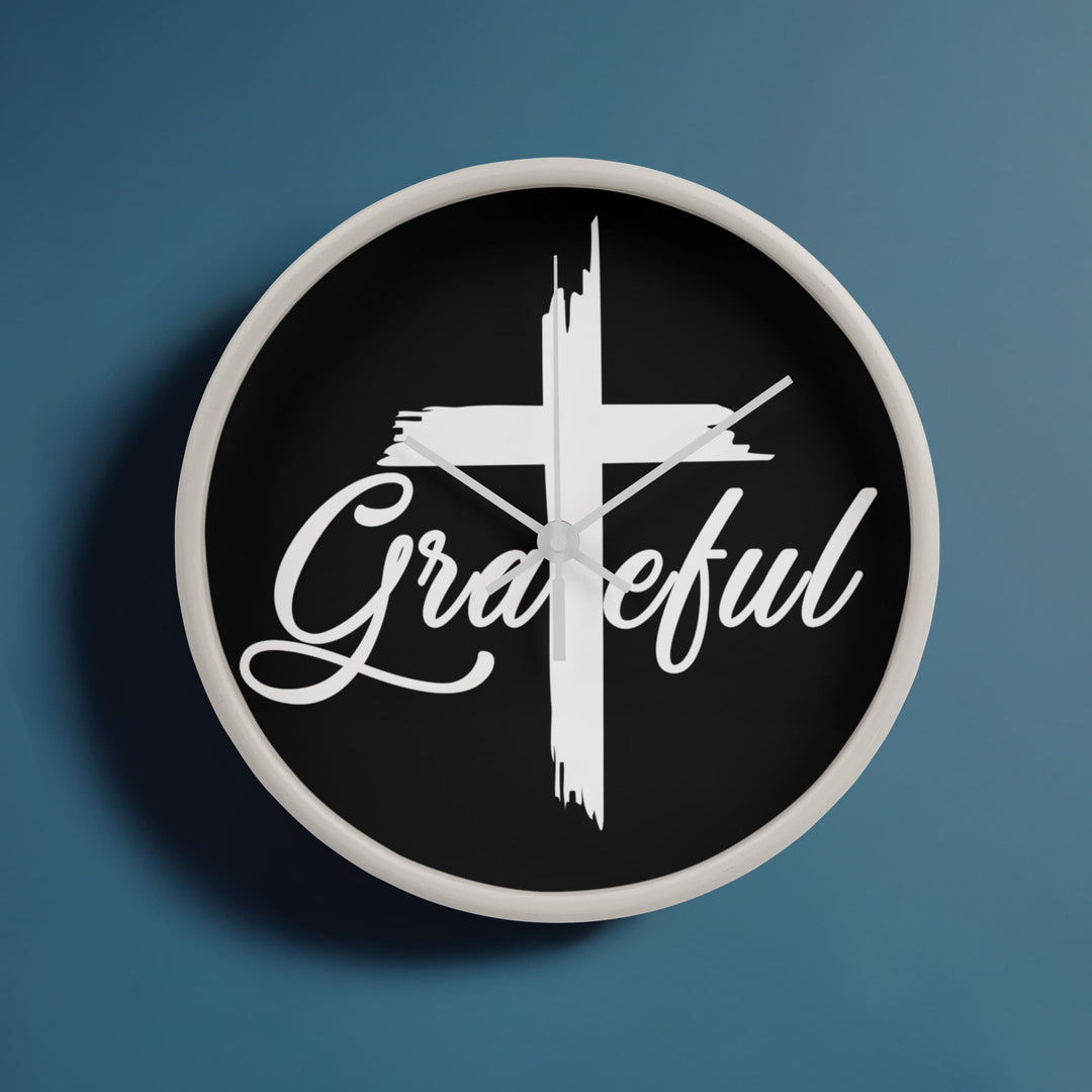 Grateful Wood Frame 10” Clock – Gift for Her - Gift for Him