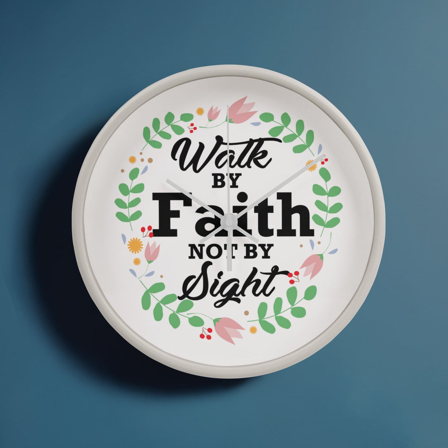 Walk By Faith Not By Sight - Wood Frame 10” Clock - Gift for Her - Gift for Him