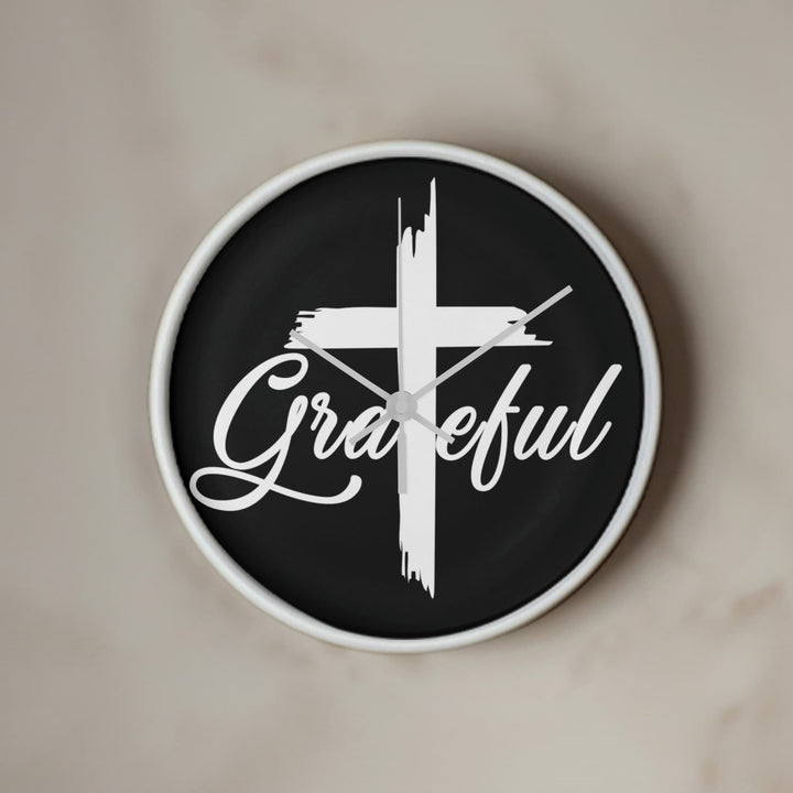Grateful Wood Frame 10” Clock – Gift for Her - Gift for Him