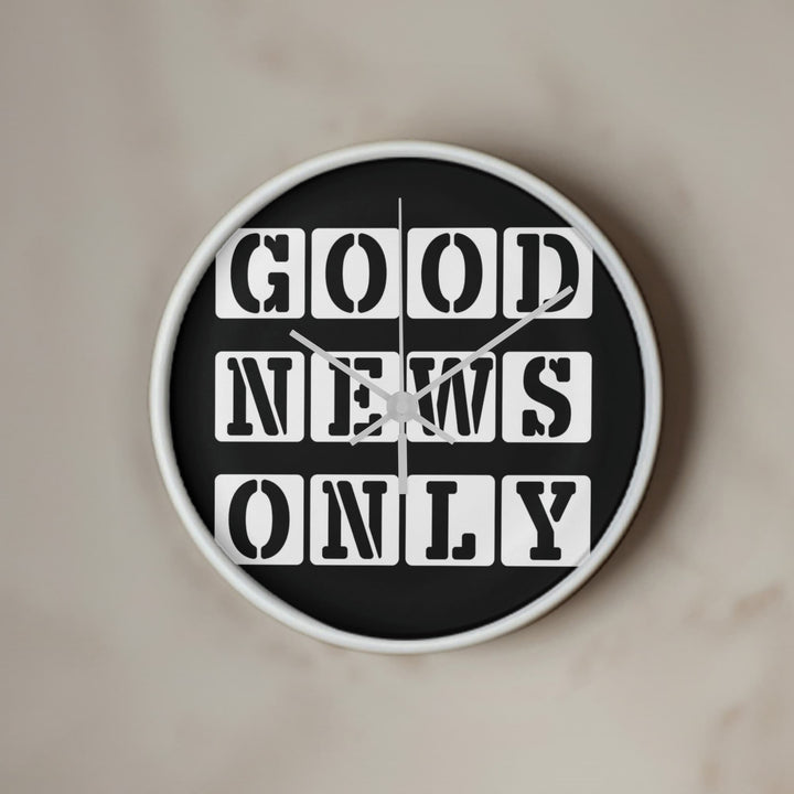 Good News Only (White) Wooden Frame 10" Clock – Gift for Her - Gift for Him