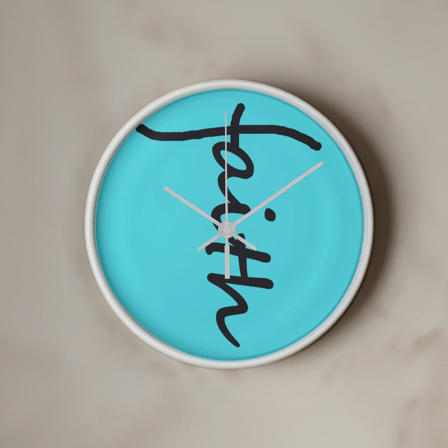 Faith (Black) - Wood Frame 10” Clock - Gift for Her - Gift for Him