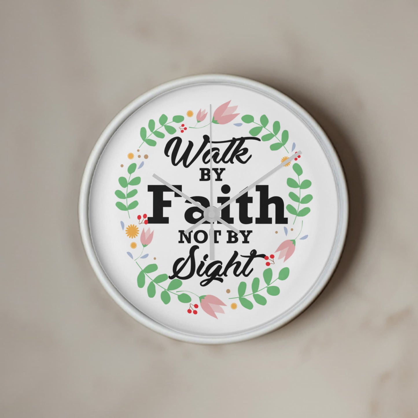 Walk By Faith Not By Sight - Wood Frame 10” Clock - Gift for Her - Gift for Him