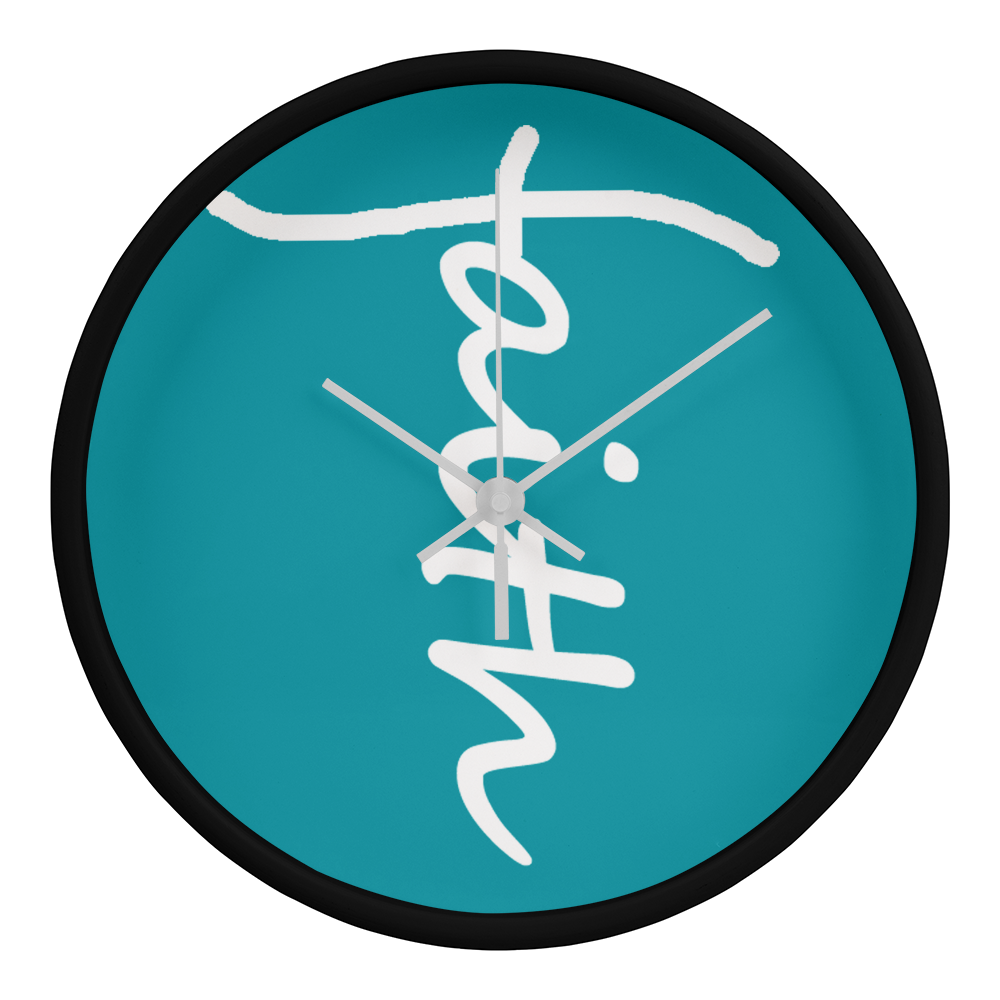 Faith (White) – Wood Frame 10" Clock – Gift for Her – Gift for Him