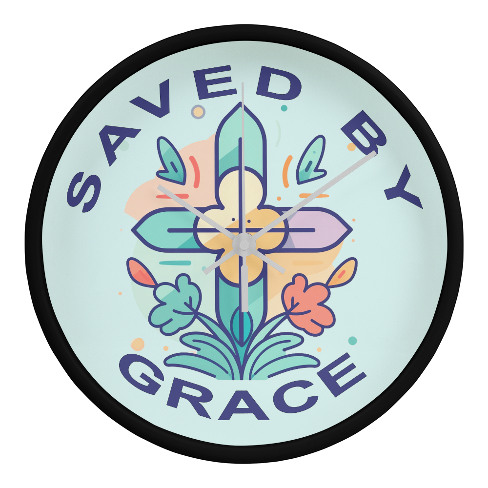 Saved By Grace Wood Frame 10” Clock – Gift for Her