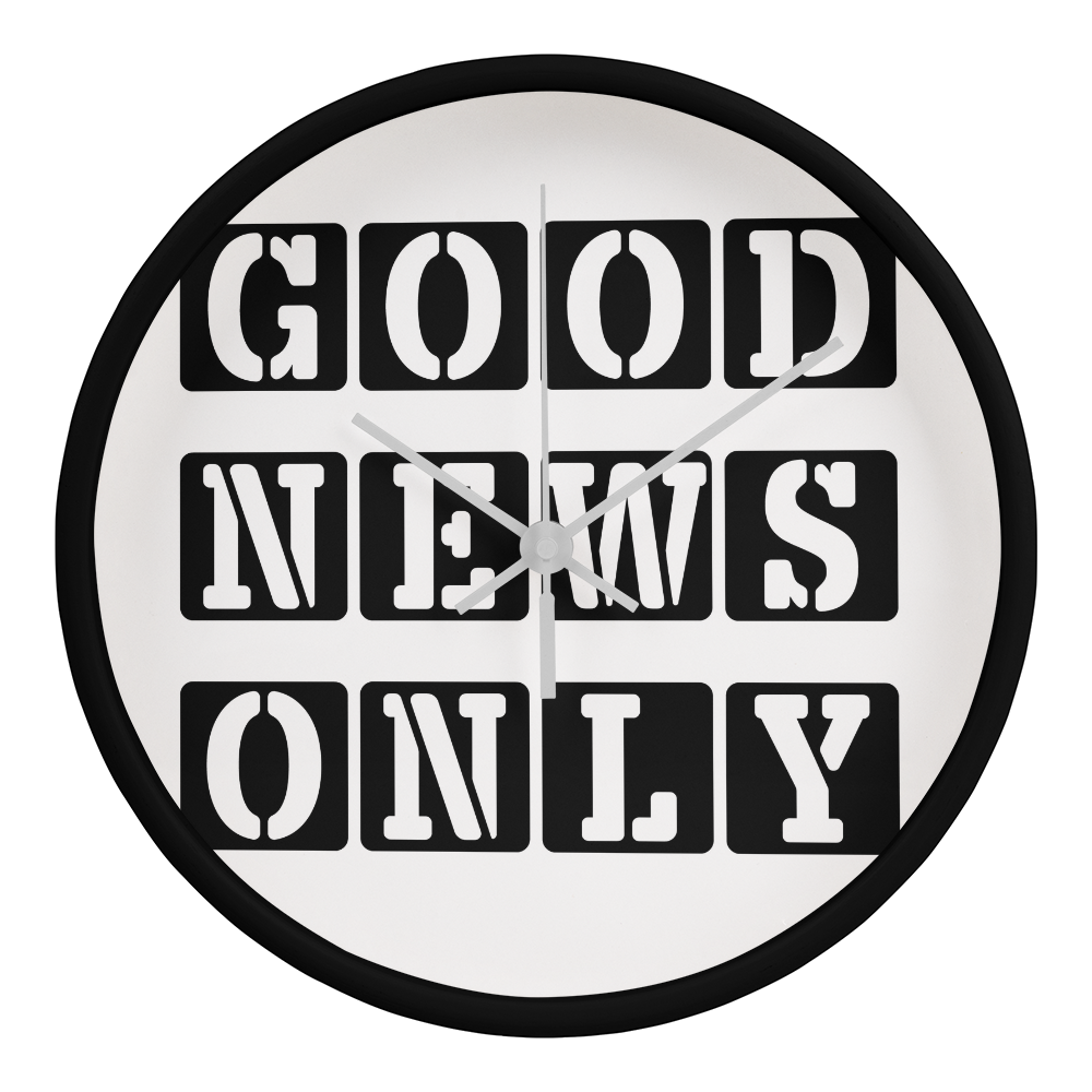 Good News Only (Black) Wooden Frame 10" Clock – Gift for Her - Gift for Him