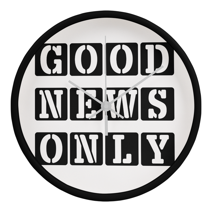 Good News Only (Black) Wooden Frame 10" Clock – Gift for Her - Gift for Him