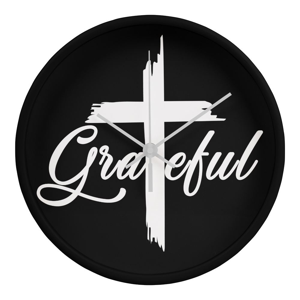 Grateful Wood Frame 10” Clock – Gift for Her - Gift for Him