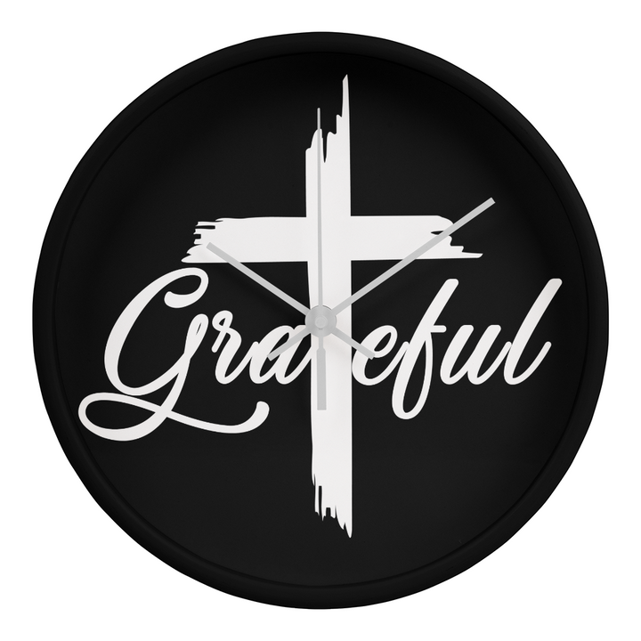 Grateful Wood Frame 10” Clock – Gift for Her - Gift for Him