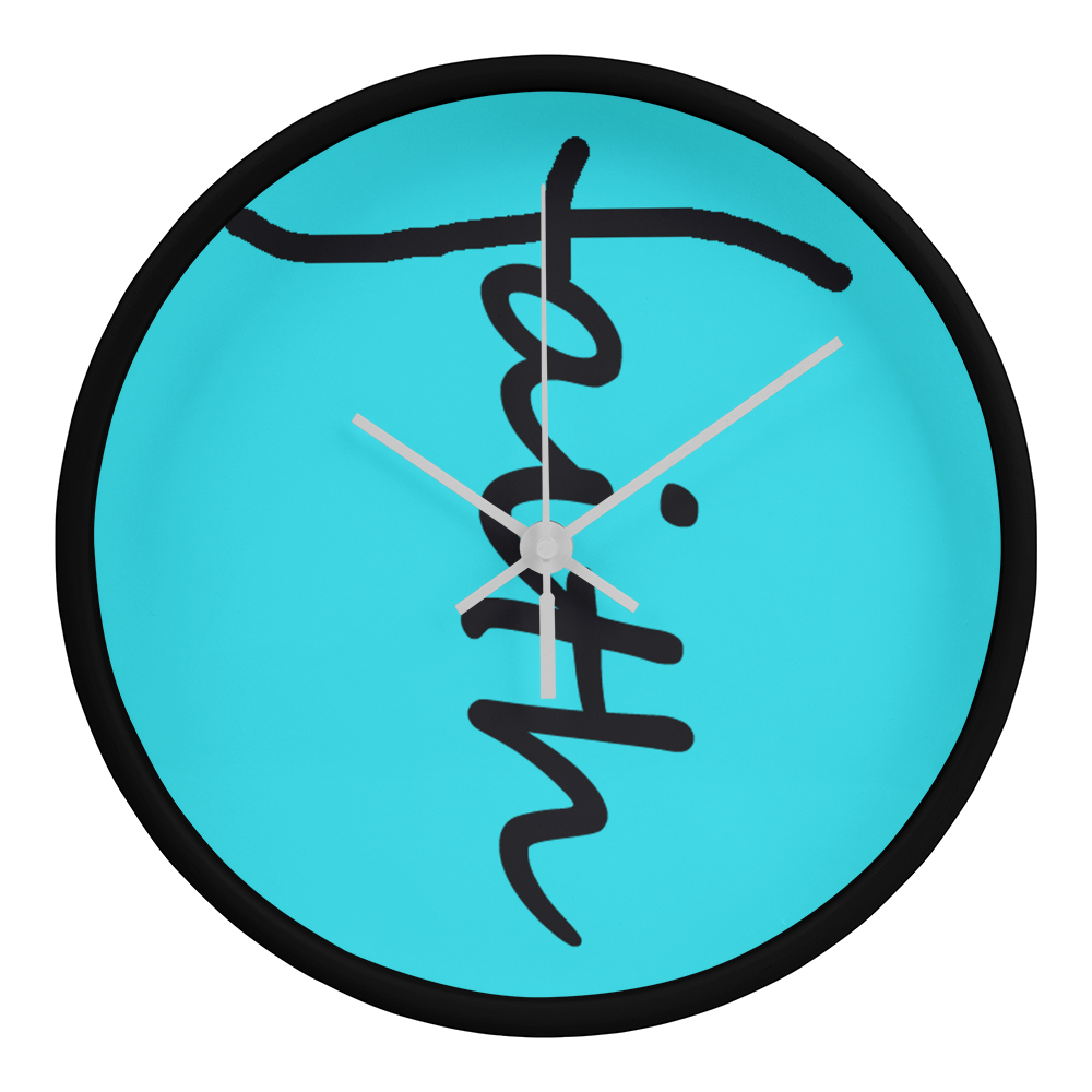 Faith (Black) - Wood Frame 10” Clock - Gift for Her - Gift for Him