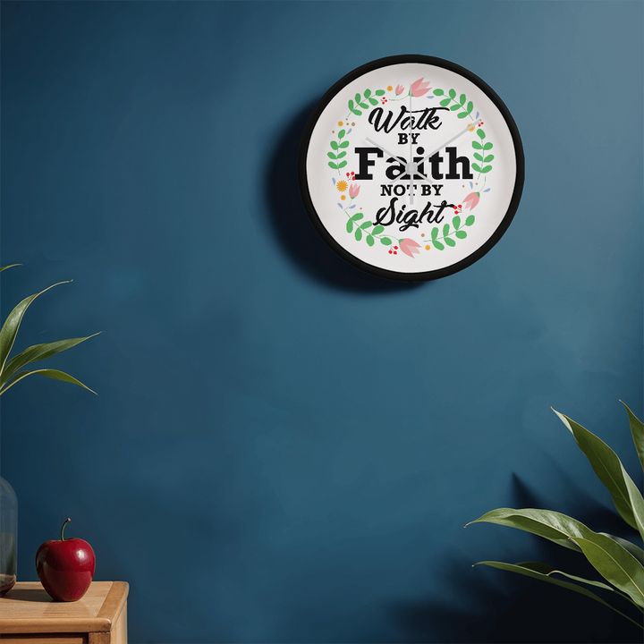 Walk By Faith Not By Sight Wood Frame Clock – Gift for Her - Gift for Him