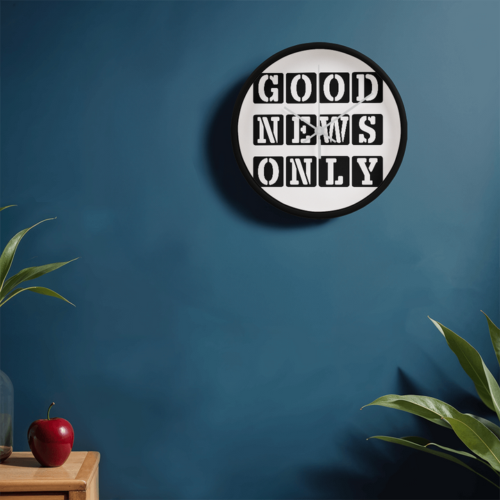 Good News Only (Black) Wooden Frame 10" Clock – Gift for Her - Gift for Him