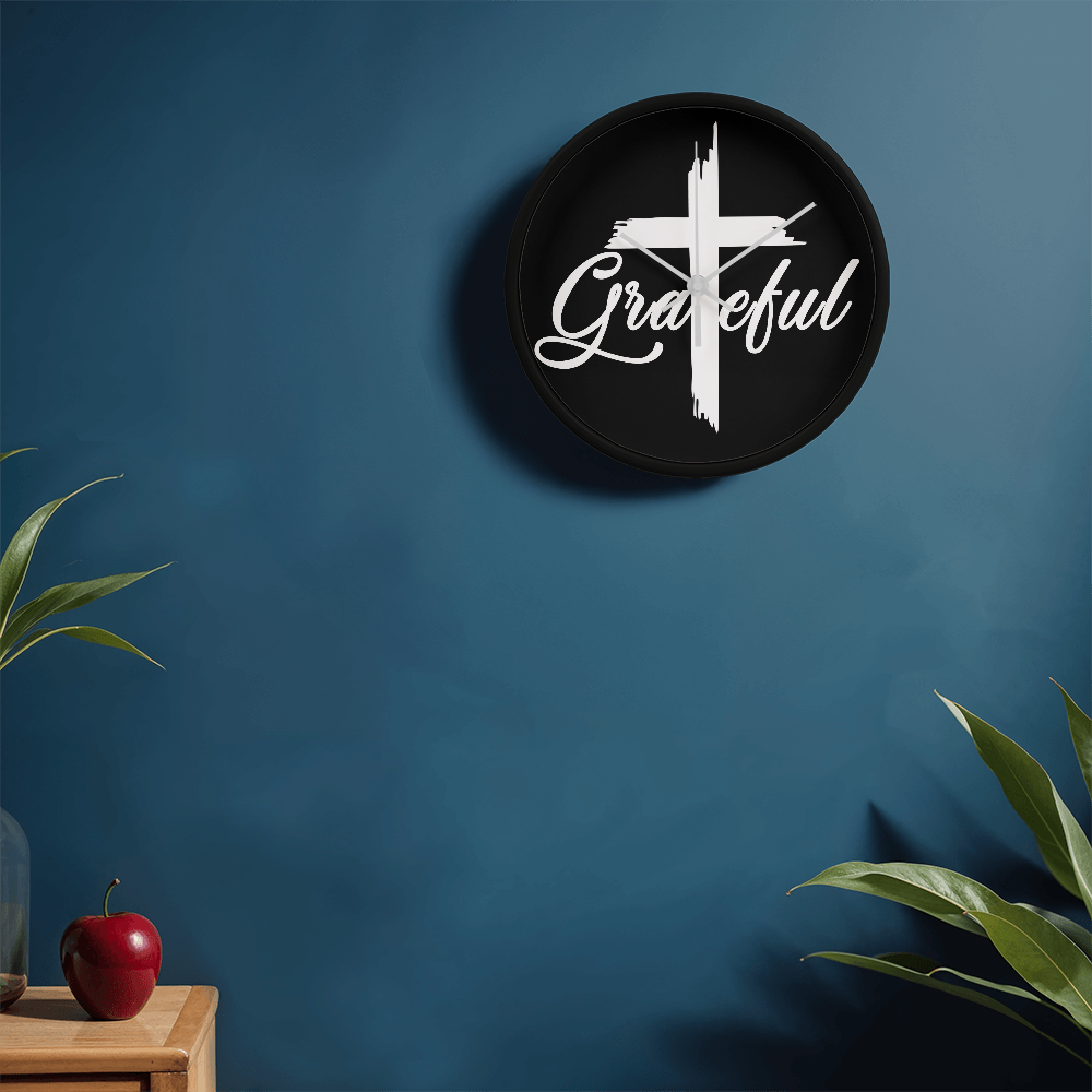 Grateful Wood Frame 10” Clock – Gift for Her - Gift for Him