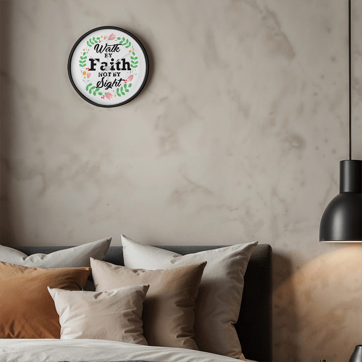 Walk By Faith Not By Sight Wood Frame Clock – Gift for Her - Gift for Him