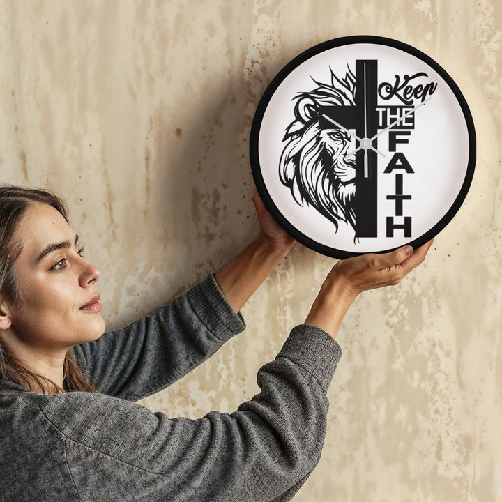 Keep The Faith Wood Frame 10” Clock – Gift for Her - Gift for Him