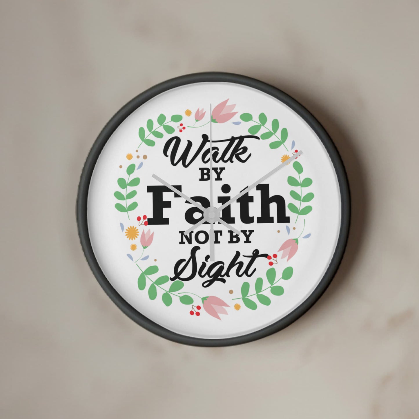 Walk By Faith Not By Sight - Wood Frame 10” Clock - Gift for Her - Gift for Him