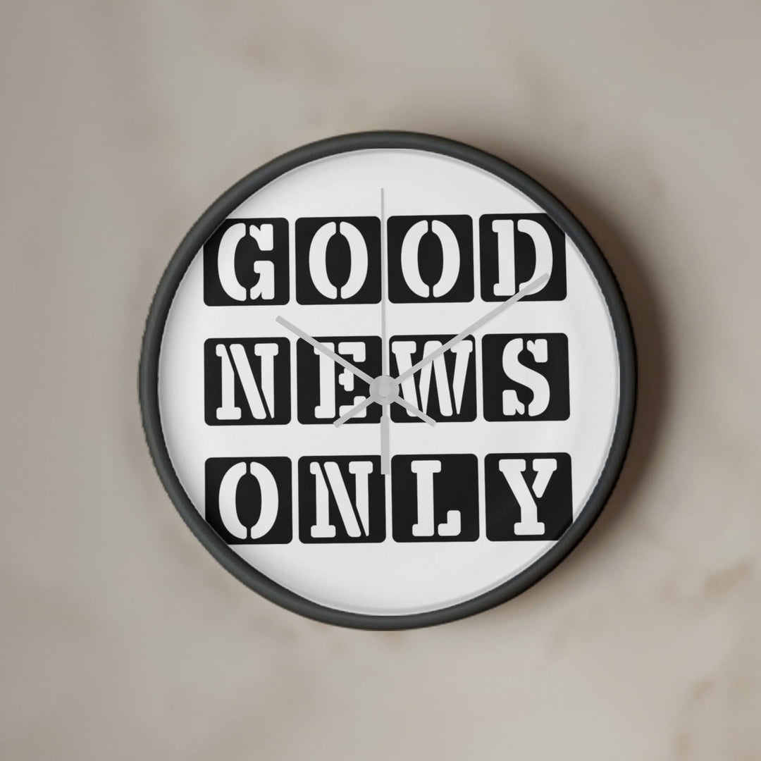 Good News Only (Black) Wooden Frame 10" Clock – Gift for Her - Gift for Him