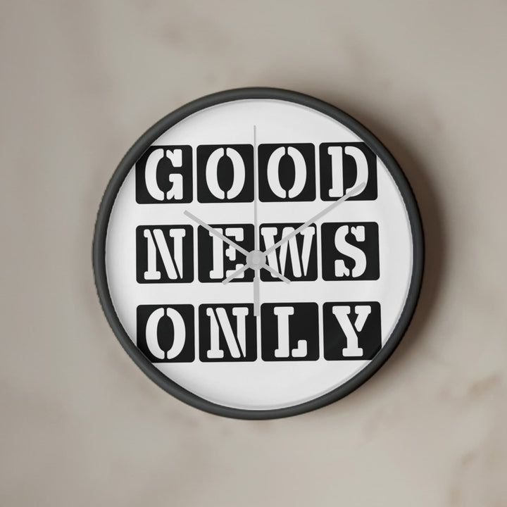 Good News Only (Black) Wooden Frame 10" Clock – Gift for Her - Gift for Him