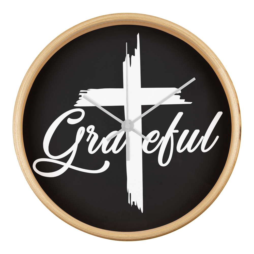 Grateful Wood Frame 10” Clock – Gift for Her - Gift for Him