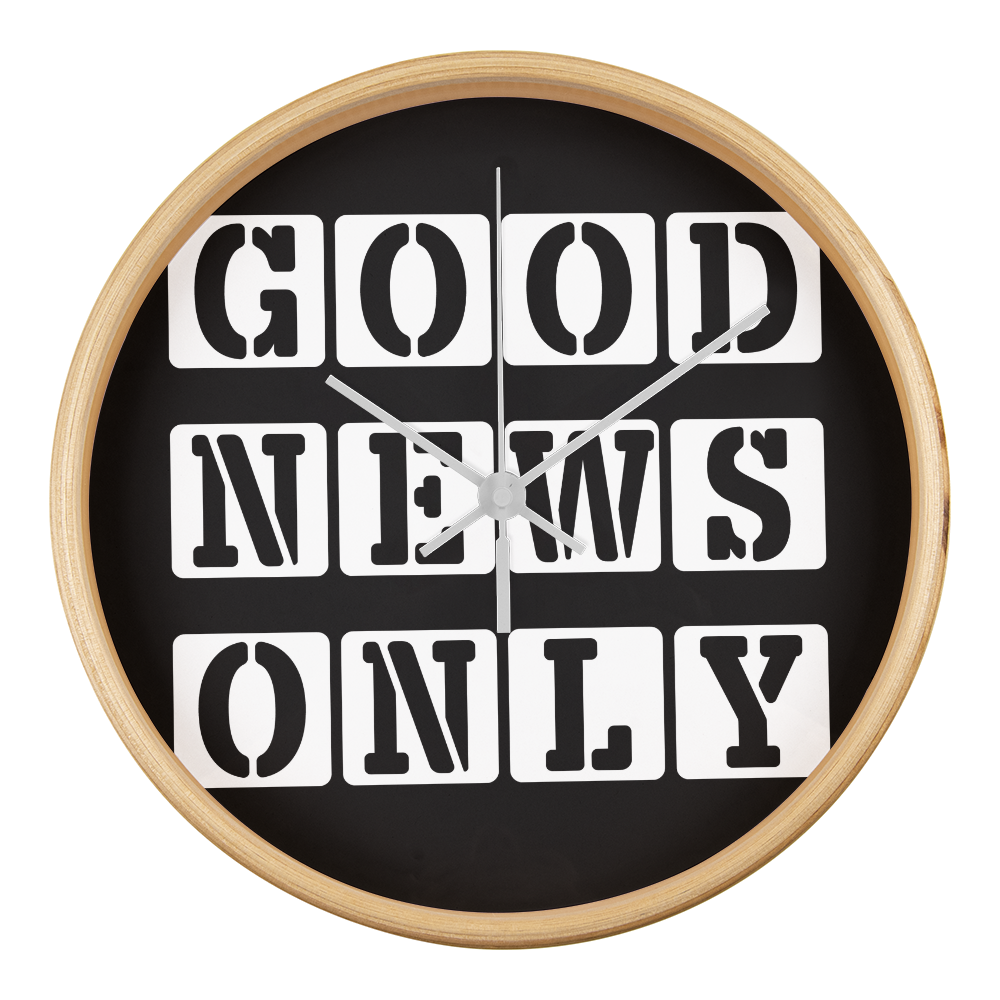 Good News Only (White) - Wooden Frame 10" Clock - Gift for Her - Gift for Him