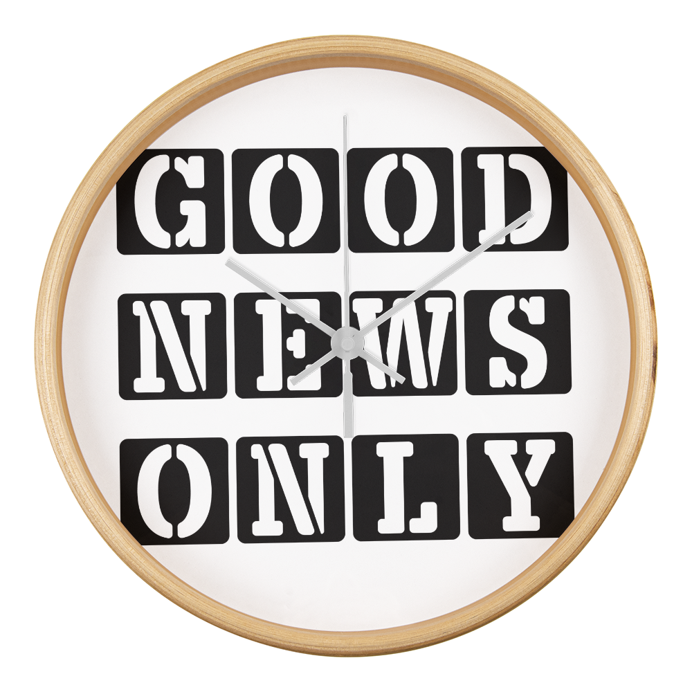 Good News Only (Black) - Wooden Frame 10" Clock - Gift for Her - Gift for Him