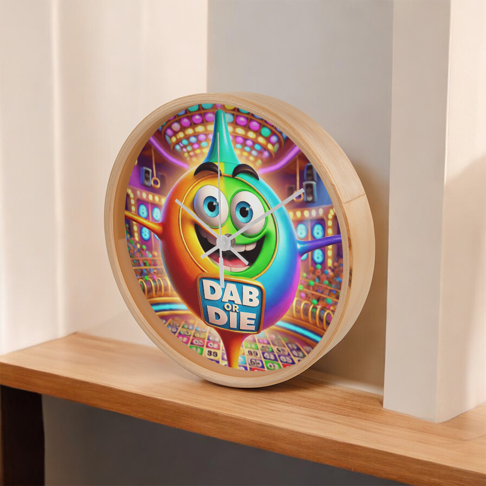 Dab Or Die 02 - Wood Frame 10” Clock - Gift for Her - Gift for Him