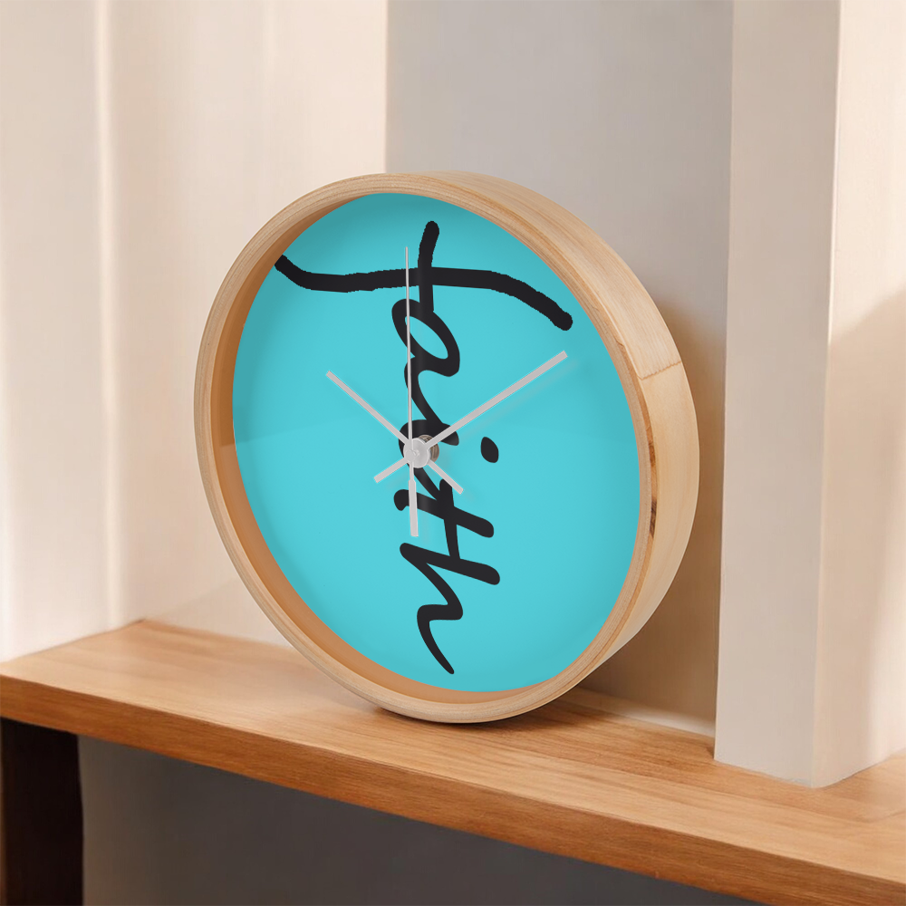 Faith (Black) - Wood Frame 10” Clock - Gift for Her - Gift for Him