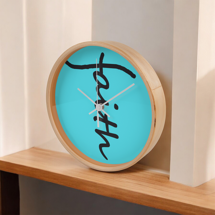 Faith (Black) – Wood Frame 10" Clock – Gift for Her – Gift for Him