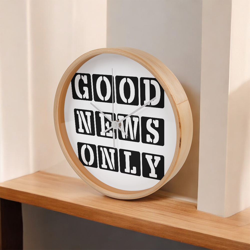 Good News Only (Black) - Wooden Frame 10" Clock - Gift for Her - Gift for Him