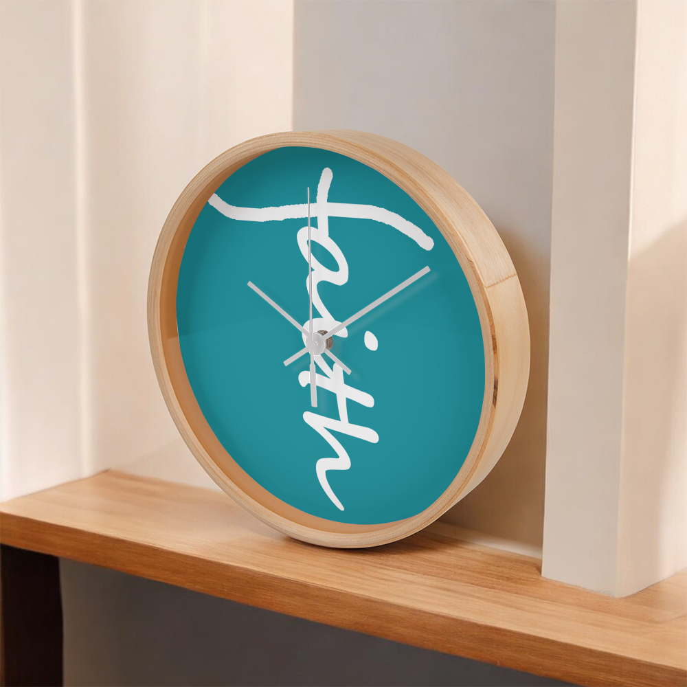 Faith (White) – Wood Frame 10" Clock – Gift for Her – Gift for Him